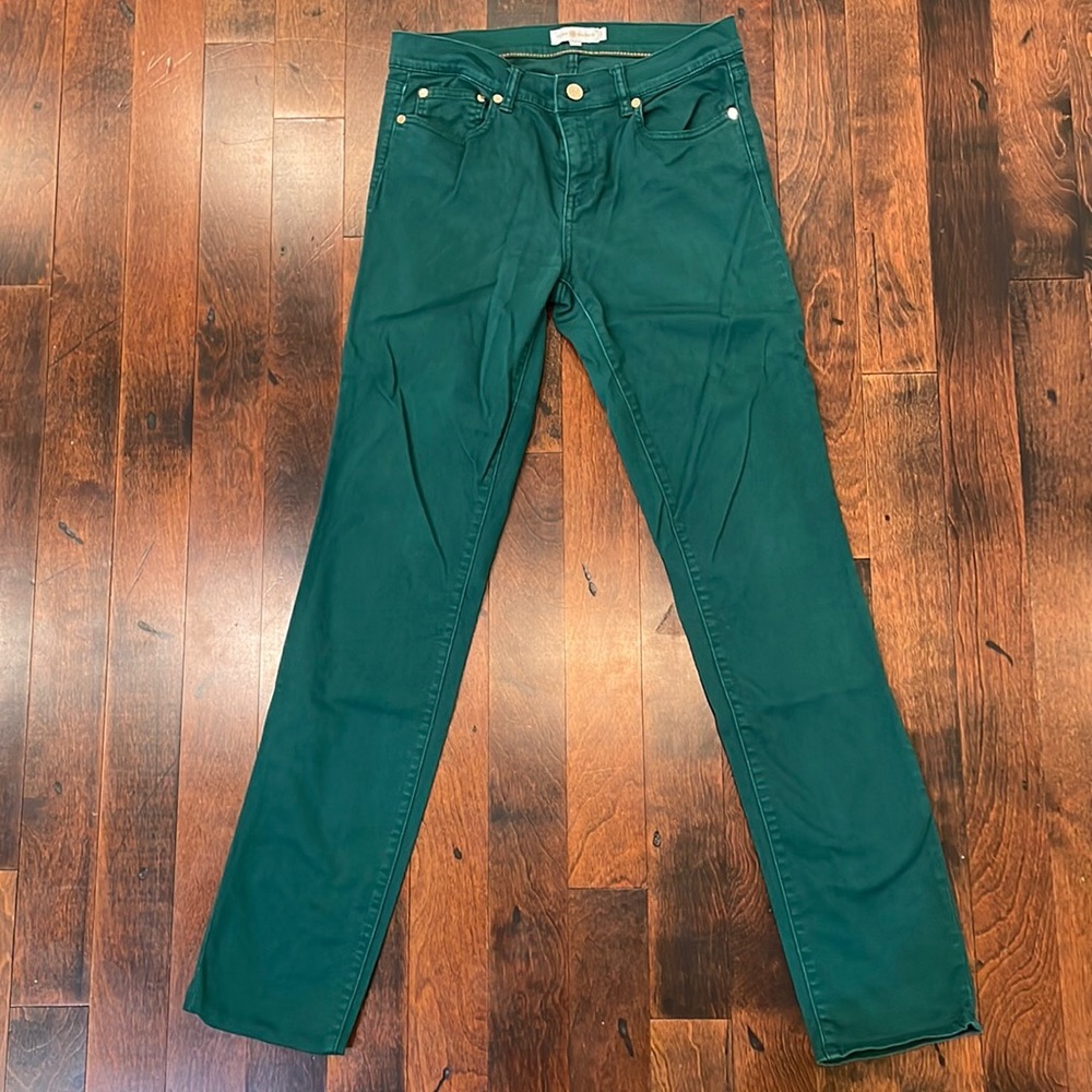 Tory Burch Green Super Skinny Jean/pant - size 29 with gold accent